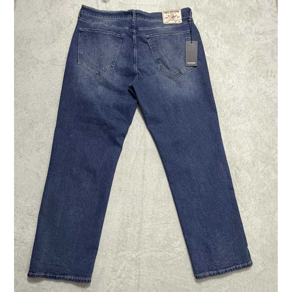 True Religion Bobby Relaxed Baggy Jeans Mens 36 Blue Applique Denim Streetwear